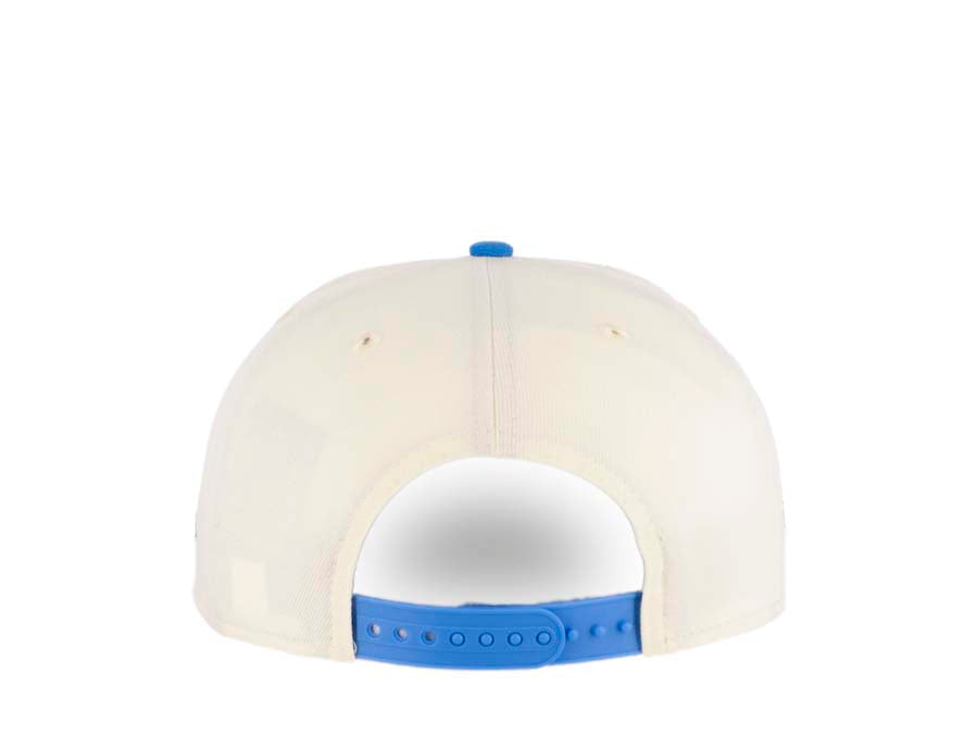 San Diego Padres New Era MLB 9FIFTY 950 Snapback Cap Hat Cream Crown Blue Visor Sky Blue/Light Yellow Swinging Friar Logo 40th Anniversary Side Patch