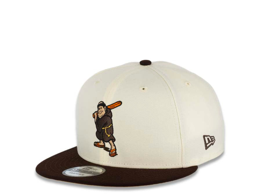 San Diego Padres New Era MLB 9FIFTY 950 Snapback Cap Hat Cream Crown Brown Visor Brown/Orange Batting Friar Logo 1992 All-Star Game Side Patch