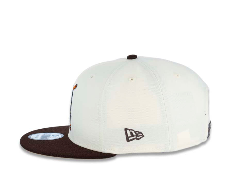San Diego Padres New Era MLB 9FIFTY 950 Snapback Cap Hat Cream Crown Brown Visor Brown/Orange Batting Friar Logo 1992 All-Star Game Side Patch