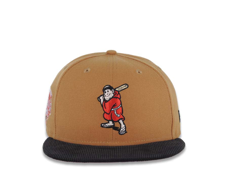 (Corduroy Visor) San Diego Padres New Era MLB 9FIFTY 950 Snapback Cap Hat Brown Crown Black Visor Batting Friar Logo 1992 All-Star Game Side Patch