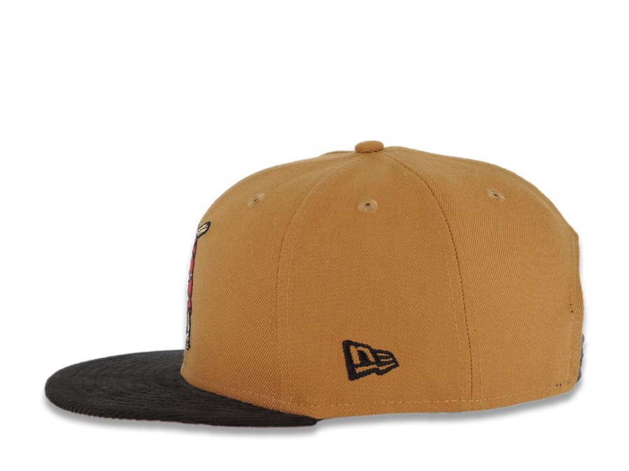 (Corduroy Visor) San Diego Padres New Era MLB 9FIFTY 950 Snapback Cap Hat Brown Crown Black Visor Batting Friar Logo 1992 All-Star Game Side Patch