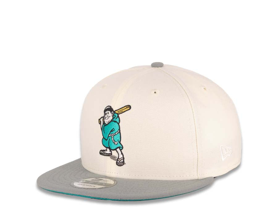 San Diego Padres New Era MLB 9FIFTY 950 Snapback Cap Hat Cream Crown Gray Visor Teal/Gold Batting Friar Logo Stadium Side Patch Aqua UV