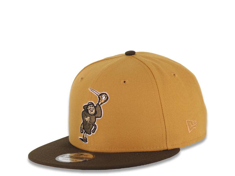 San Diego Padres New Era MLB 9FIFTY 950 Snapback Cap Hat Tan Crown Brown Visor Brown Catching Friar Logo 40th Anniversary Side Patch Pink UV