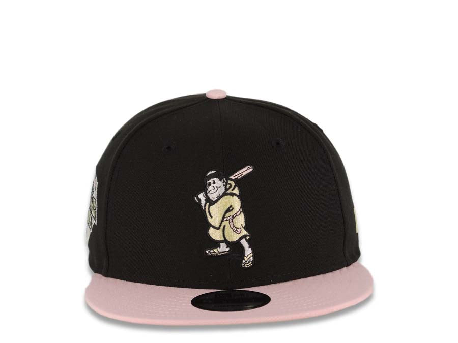 San Diego Padres New Era MLB 9FIFTY 950 Snapback Cap Hat Black Crown Pink Visor Light Yellow/Pink Batting Friar Logo 1992 All-Star Game Side Patch