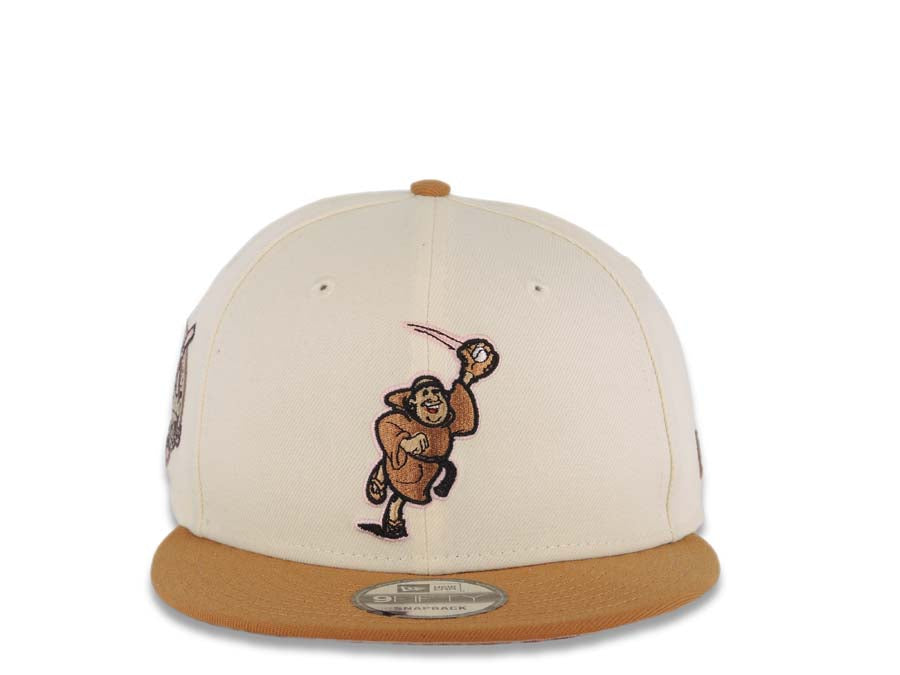 San Diego Padres New Era MLB 9FIFTY 950 Snapback Cap Hat Cream Crown Light Brown Visor Brown/Pink Catching Friar Logo 40th Anniversary Side Patch