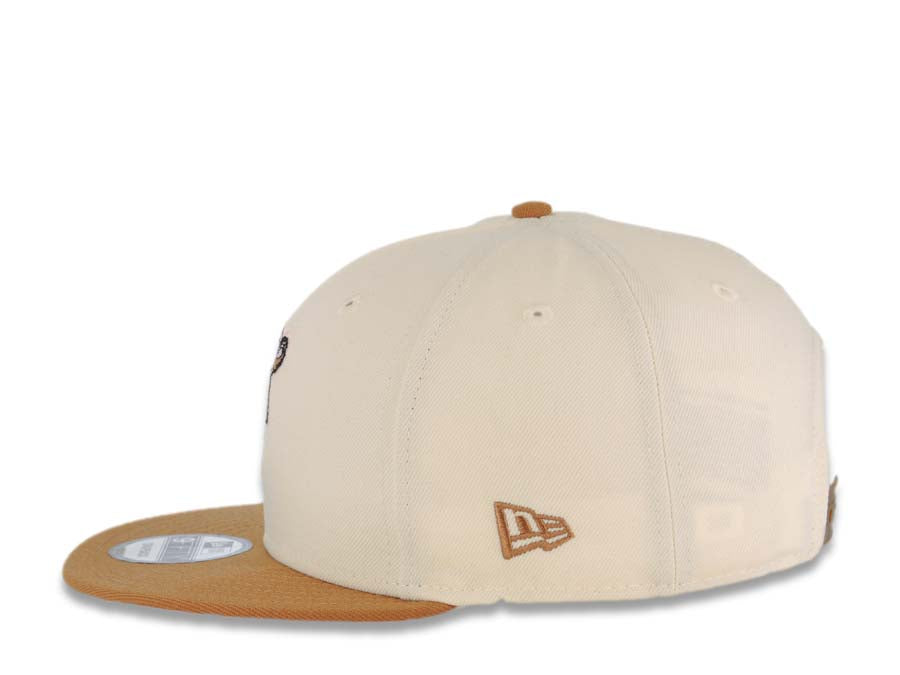 San Diego Padres New Era MLB 9FIFTY 950 Snapback Cap Hat Cream Crown Light Brown Visor Brown/Pink Catching Friar Logo 40th Anniversary Side Patch