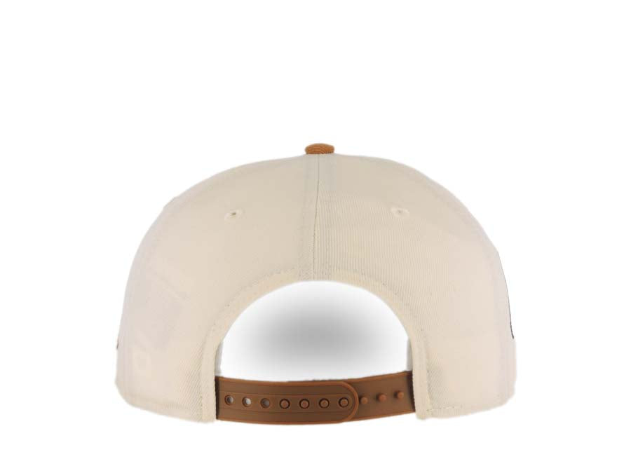 San Diego Padres New Era MLB 9FIFTY 950 Snapback Cap Hat Cream Crown Light Brown Visor Brown/Pink Catching Friar Logo 40th Anniversary Side Patch