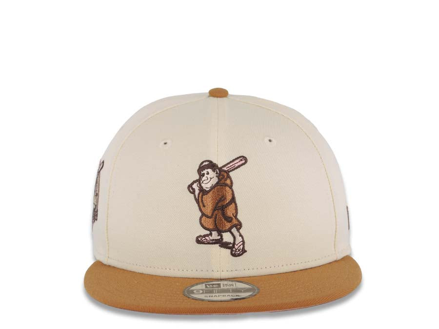 San Diego Padres New Era MLB 9FIFTY 950 Snapback Cap Hat Cream Crown Light Brown Visor Brown/Pink Batting Friar Logo 40th Anniversary Side Patch