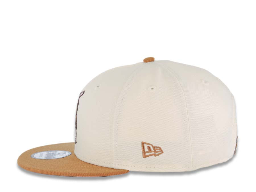 San Diego Padres New Era MLB 9FIFTY 950 Snapback Cap Hat Cream Crown Light Brown Visor Brown/Pink Batting Friar Logo 40th Anniversary Side Patch