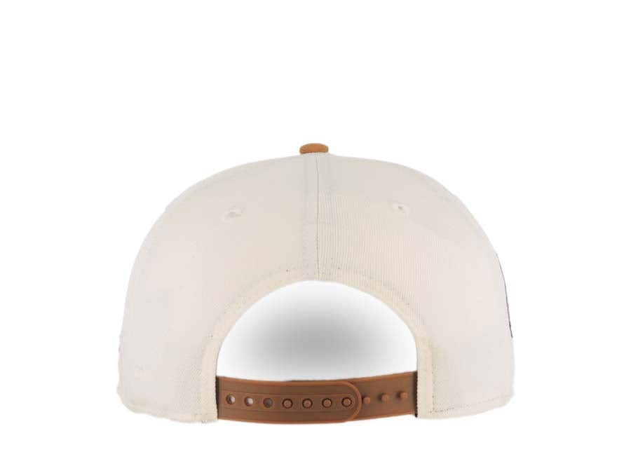 San Diego Padres New Era MLB 9FIFTY 950 Snapback Cap Hat Cream Crown Light Brown Visor Brown/Pink Batting Friar Logo 40th Anniversary Side Patch