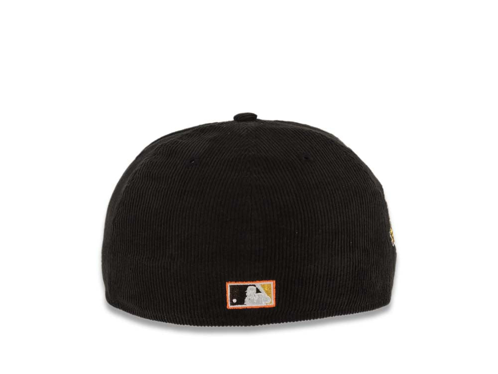 (Corduroy Crown) San Diego Padres New Era MLB 59FIFTY 5950 Fitted Cap Hat Black Crown Tan Visor Brown Baseball Club Logo 1992 All-Star Game Side Patch