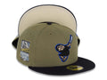 San Diego Padres New Era MLB 59FIFTY 5950 Fitted Cap Hat Olive Crown Black Visor Black/Blue Swinging Friar Logo 2007 All-Star Game Side Patch