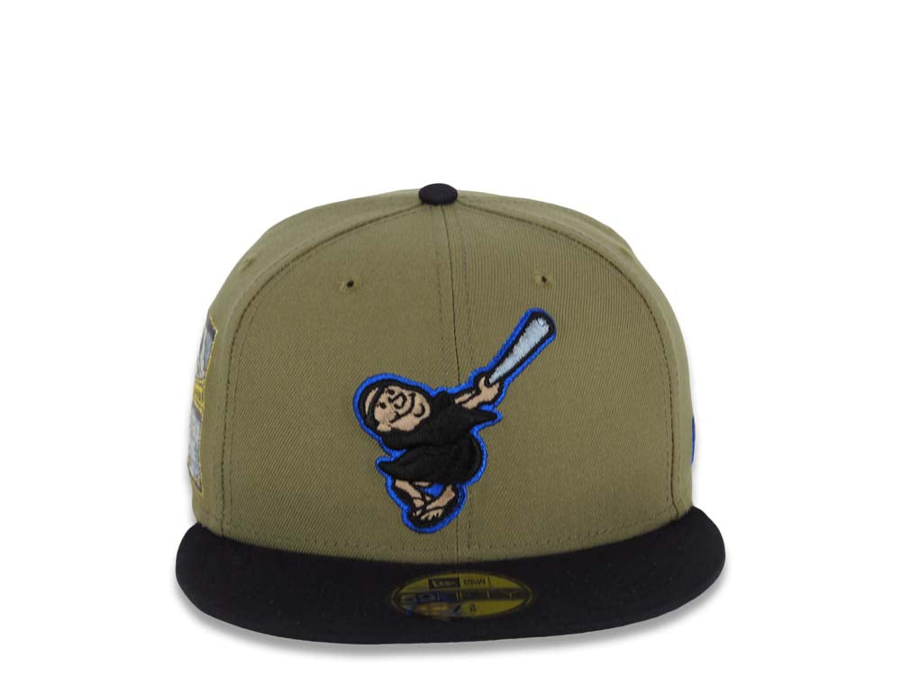 San Diego Padres New Era MLB 59FIFTY 5950 Fitted Cap Hat Olive Crown Black Visor Black/Blue Swinging Friar Logo 2007 All-Star Game Side Patch