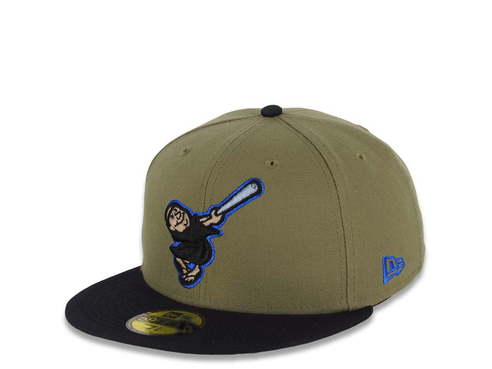 San Diego Padres New Era MLB 59FIFTY 5950 Fitted Cap Hat Olive Crown Black Visor Black/Blue Swinging Friar Logo 2007 All-Star Game Side Patch