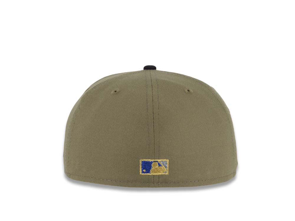 San Diego Padres New Era MLB 59FIFTY 5950 Fitted Cap Hat Olive Crown Black Visor Black/Blue Swinging Friar Logo 2007 All-Star Game Side Patch