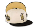 San Diego Padres New Era MLB 59FIFTY 5950 Fitted Cap Hat Cream Crown Black Corduroy Visor Metallic Gold/Silver Batting Friar Logo Established 1969