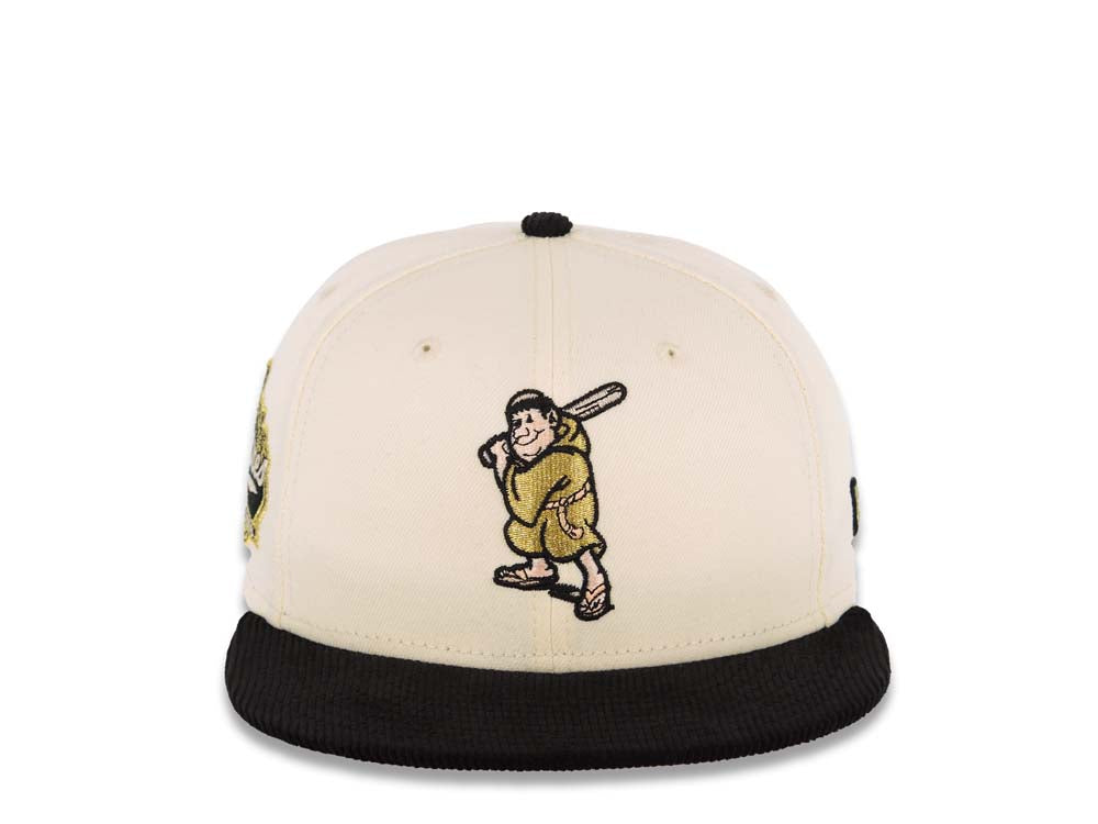 San Diego Padres New Era MLB 59FIFTY 5950 Fitted Cap Hat Cream Crown Black Corduroy Visor Metallic Gold/Silver Batting Friar Logo Established 1969