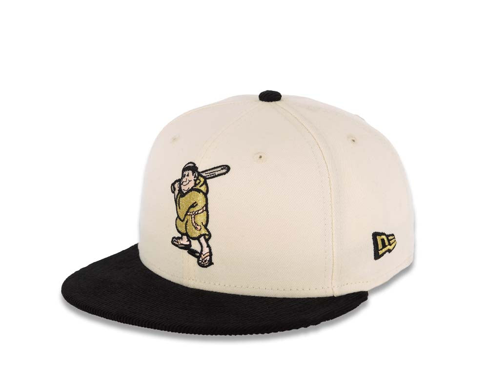 San Diego Padres New Era MLB 59FIFTY 5950 Fitted Cap Hat Cream Crown Black Corduroy Visor Metallic Gold/Silver Batting Friar Logo Established 1969