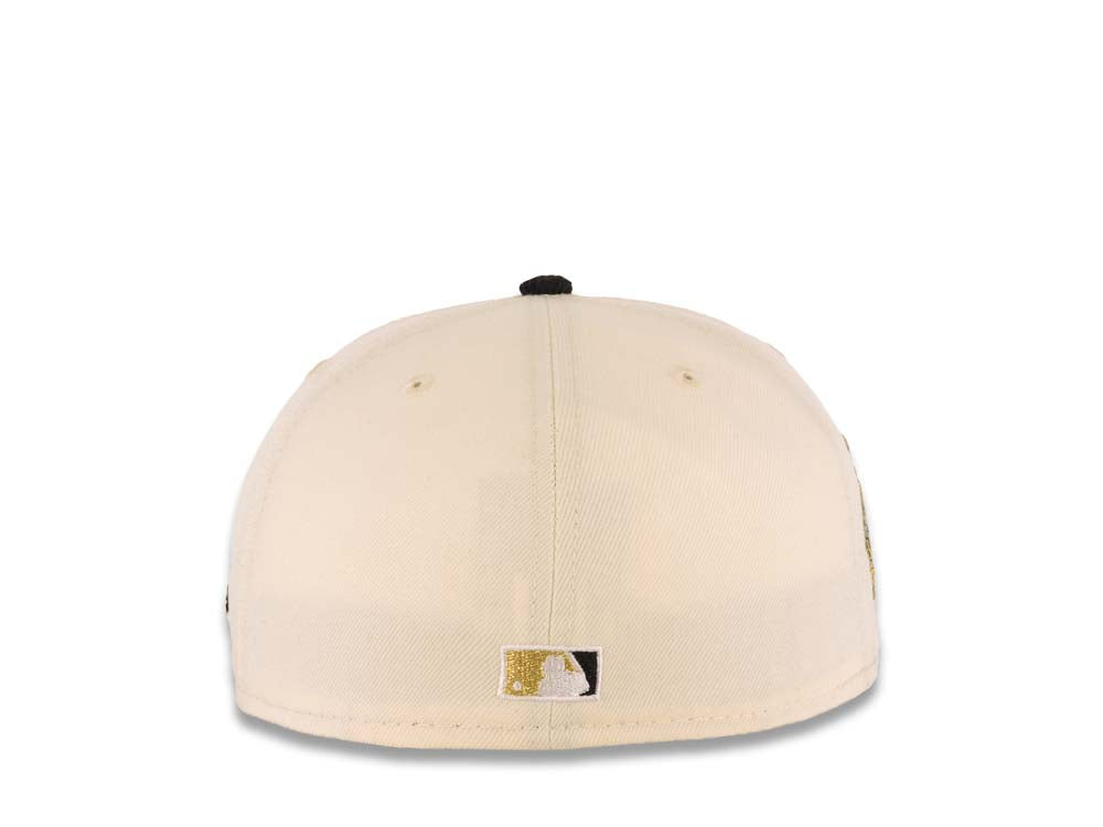 San Diego Padres New Era MLB 59FIFTY 5950 Fitted Cap Hat Cream Crown Black Corduroy Visor Metallic Gold/Silver Batting Friar Logo Established 1969