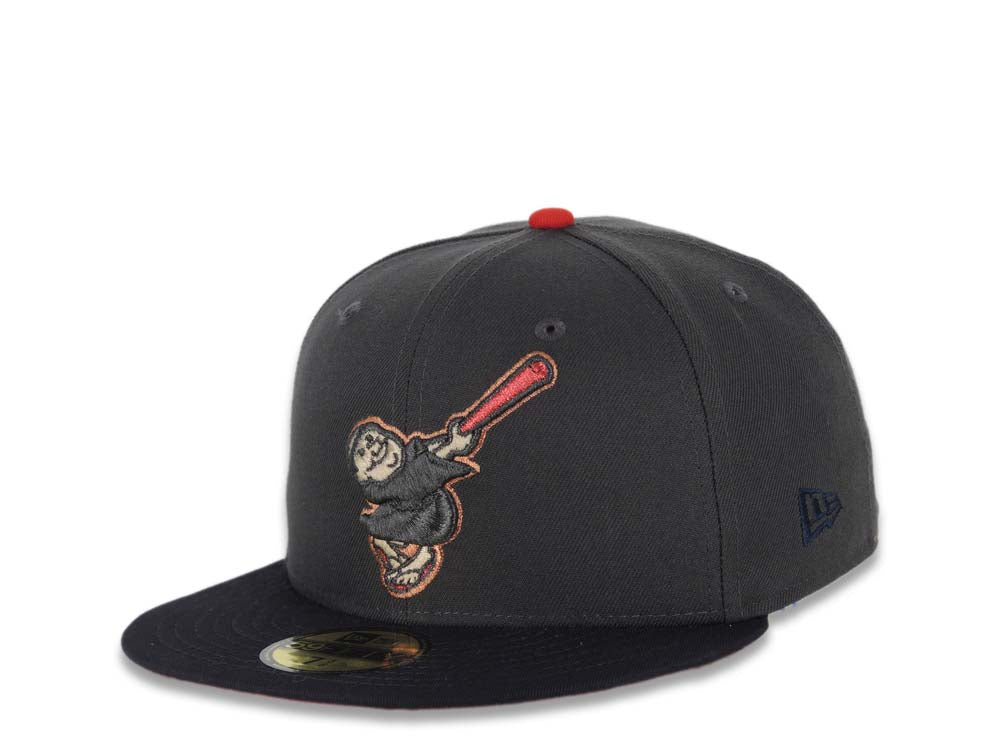 San Diego Padres New Era MLB 59FIFTY 5950 Fitted Cap Hat Graphite/Navy Metallic Black/Red Swinging Friar Jackie Robinson 50th Anniversary Side Patch