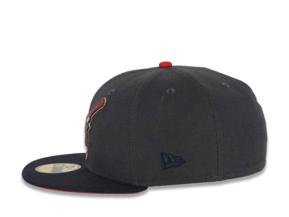 San Diego Padres New Era MLB 59FIFTY 5950 Fitted Cap Hat Graphite/Navy Metallic Black/Red Swinging Friar Jackie Robinson 50th Anniversary Side Patch