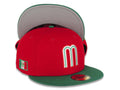 Mexico New Era 59FIFTY 5950 Fitted Cap Hat Red Crown Green Visor White/Green/Red/Black Logo Gray UV