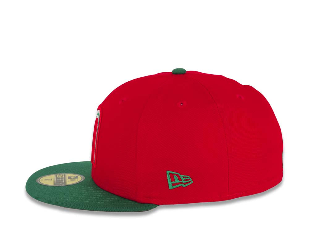 Mexico New Era 59FIFTY 5950 Fitted Cap Hat Red Crown Green Visor White/Green/Red/Black Logo Gray UV