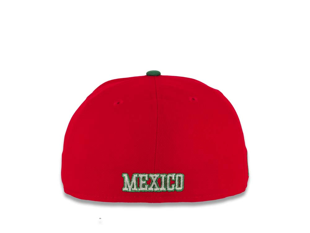 Mexico New Era 59FIFTY 5950 Fitted Cap Hat Red Crown Green Visor White/Green/Red/Black Logo Gray UV