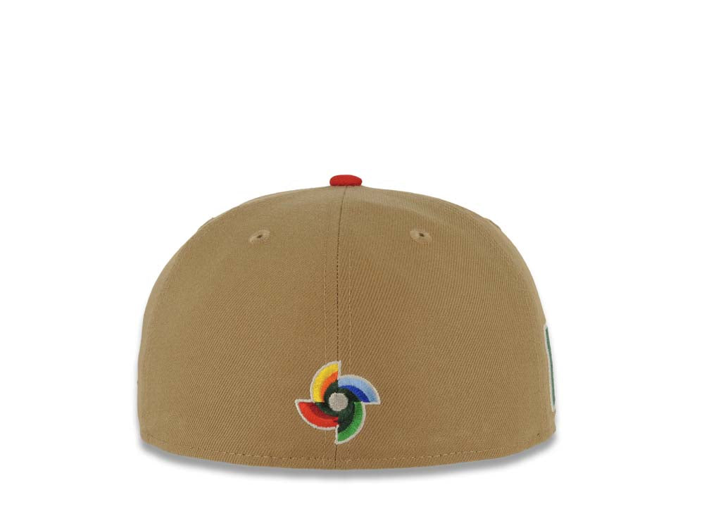 Mexico New Era World Baseball Classic WBC 59FIFTY 5950 Fitted Cap Hat Khaki Crown Red Visor White/Green/Red/Black Logo Gray UV