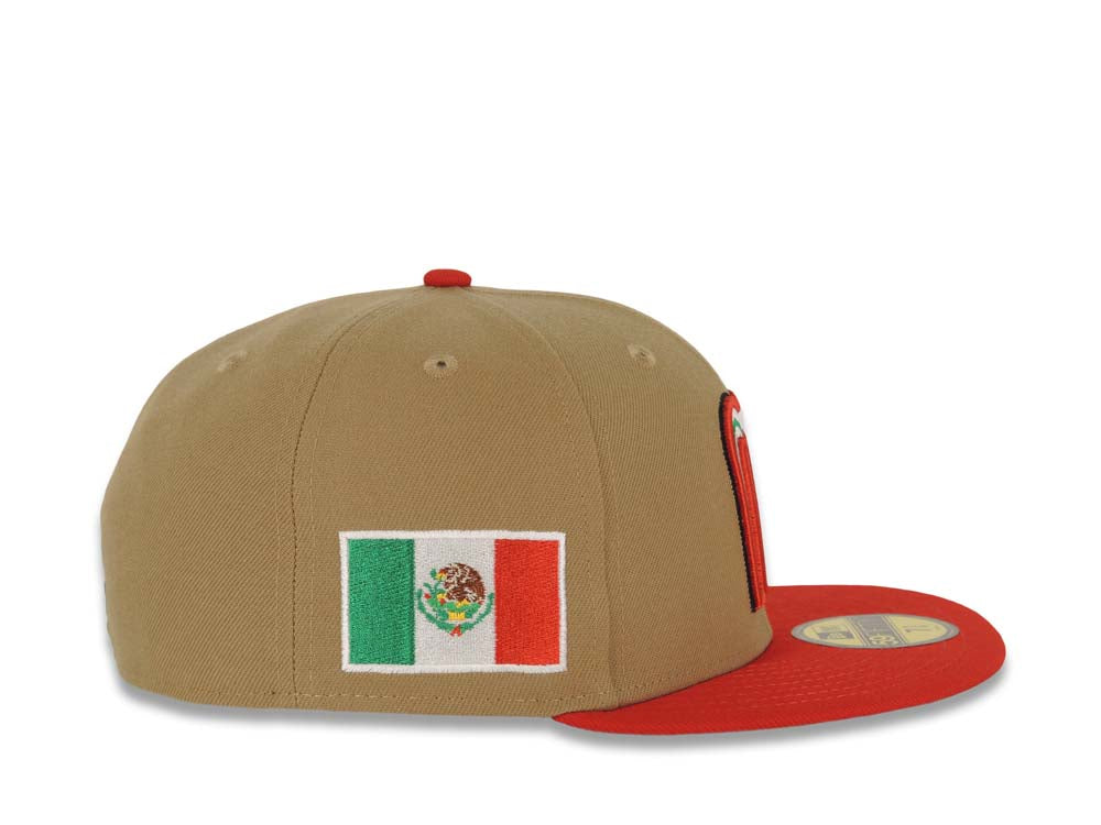 Mexico New Era World Baseball Classic WBC 59FIFTY 5950 Fitted Cap Hat Khaki Crown Red Visor White/Green/Red/Black Logo Gray UV