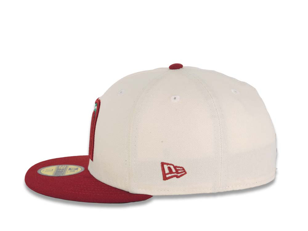 Mexico New Era World Baseball Classic WBC 59FIFTY 5950 Fitted Cap Hat Cream Crown Cardinal Visor Green/White/Cardinal Logo Green UV