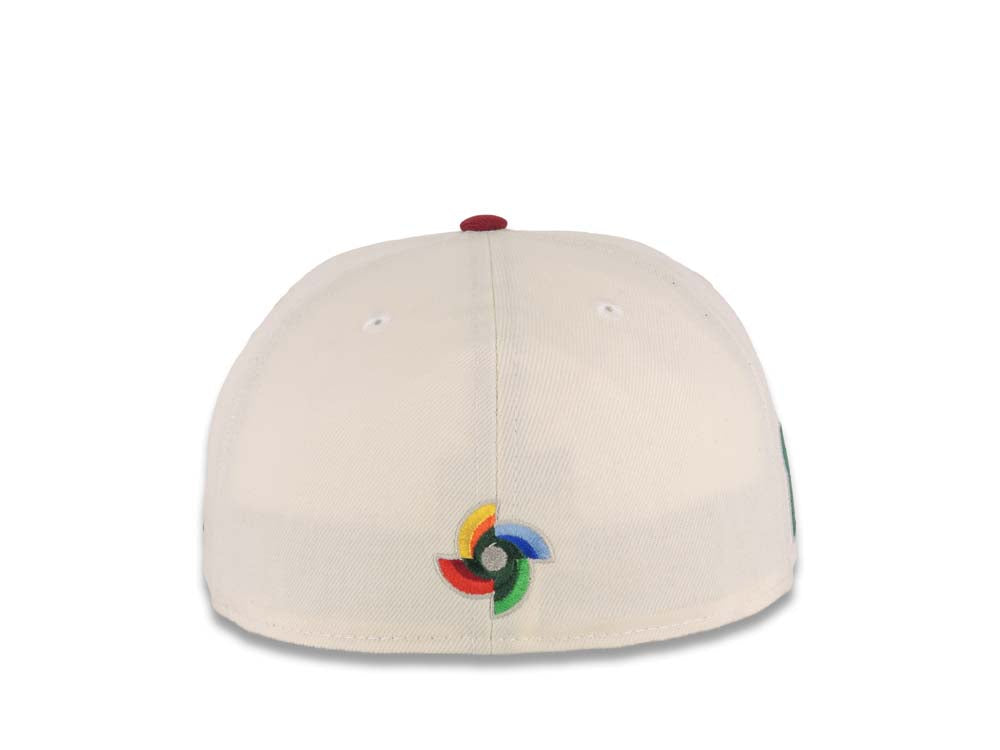 Mexico New Era World Baseball Classic WBC 59FIFTY 5950 Fitted Cap Hat Cream Crown Cardinal Visor Green/White/Cardinal Logo Green UV