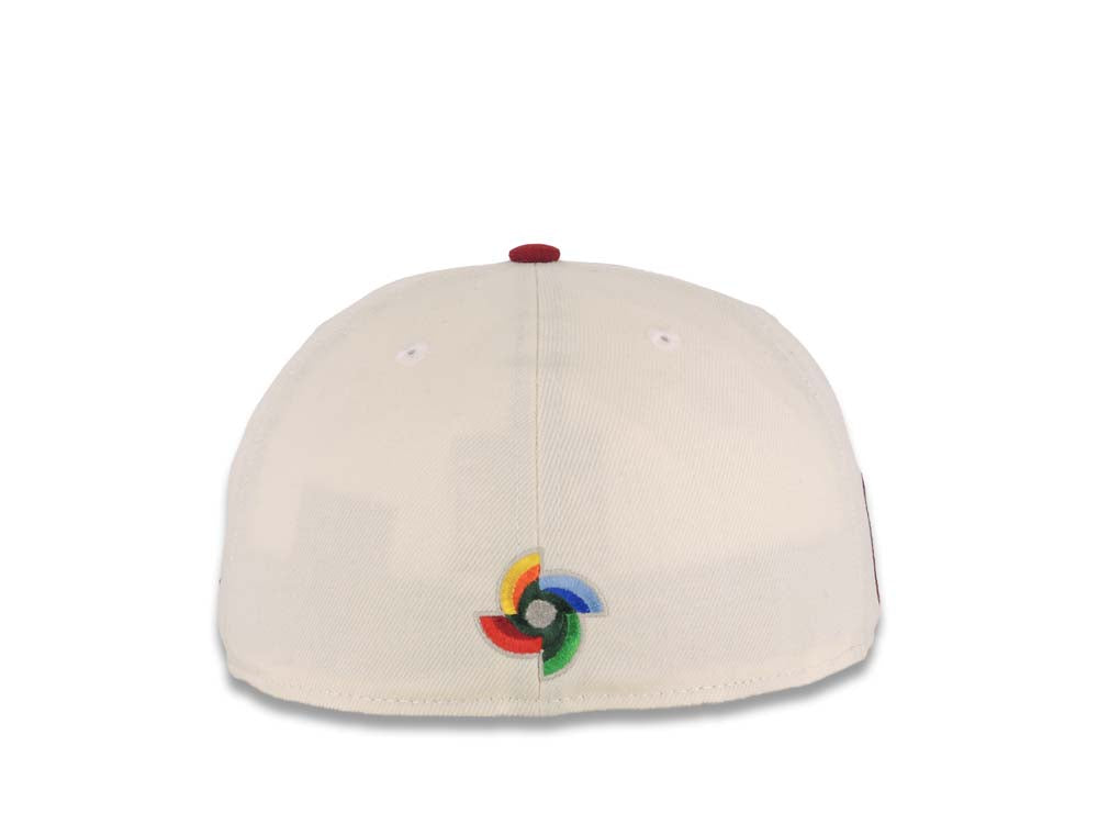 Mexico New Era World Baseball Classic WBC 59FIFTY 5950 Fitted Cap Hat Cream Crown Cardinal Visor Green/White/Cardinal Script Logo Green UV