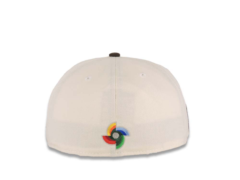 Mexico New Era World Baseball Classic WBC 59FIFTY 5950 Fitted Cap Hat Cream Crown Brown Visor Brown/White Logo Khaki UV