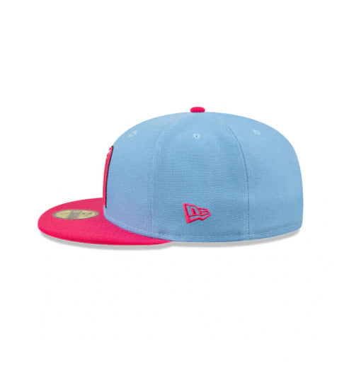 Mexico New Era World Baseball Classic WBC 59FIFTY 5950 Fitted Cap Hat Sky Blue Crown Magenta Visor White/Magenta Logo Gray UV