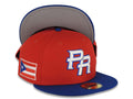 Puerto Rico New Era World Baseball Classic WBC 59FIFTY 5950 Fitted Cap Hat Red Crown Light Royal Blue Visor White/Royal Blue Logo Gray UV