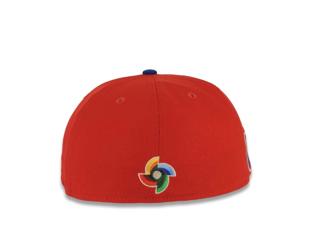 Puerto Rico New Era World Baseball Classic WBC 59FIFTY 5950 Fitted Cap Hat Red Crown Light Royal Blue Visor White/Royal Blue Logo Gray UV