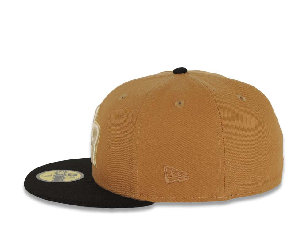Puerto Rico New Era World Baseball Classic WBC 59FIFTY 5950 Fitted Cap Hat Light Brown Crown Black Visor White/Metallic Gold Logo Gray UV