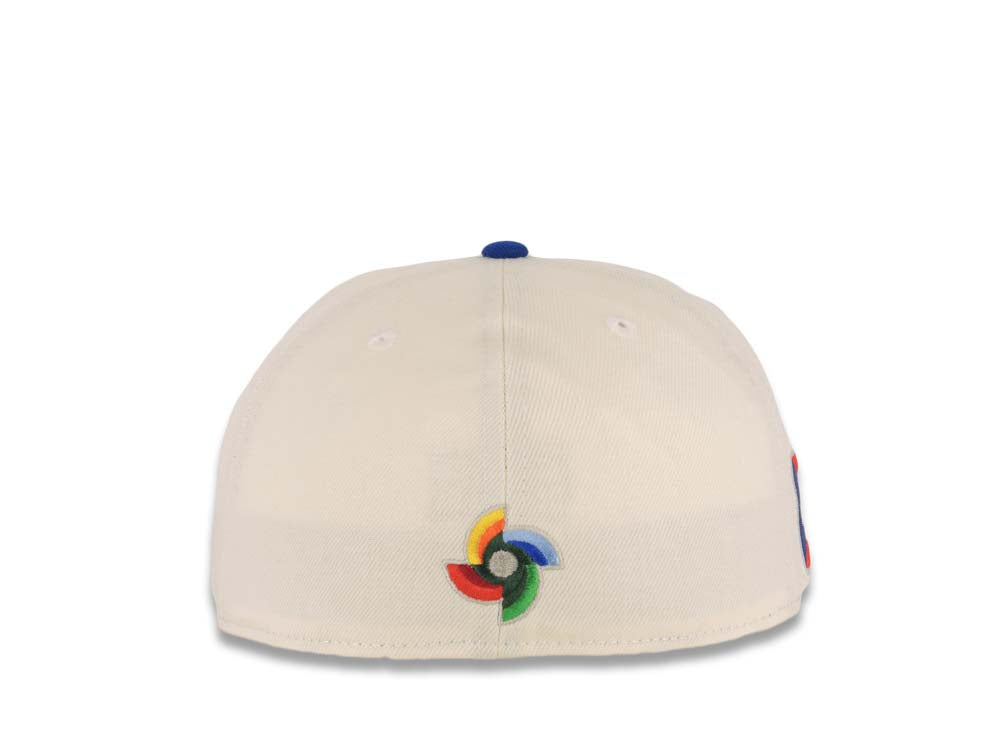 Puerto Rico New Era World Baseball Classic WBC 59FIFTY 5950 Fitted Cap Hat Cream Crown Royal Blue Visor Red/Royal Blue Logo