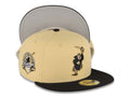 San Diego Padres New Era MLB 59FIFTY 5950 Fitted Cap Hat Vegas Gold Crown Black Visor Metallic Gold Catching Friar Logo 40th Anniversary Side Patch