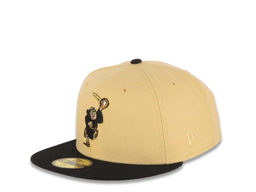 San Diego Padres New Era MLB 59FIFTY 5950 Fitted Cap Hat Vegas Gold Crown Black Visor Metallic Gold Catching Friar Logo 40th Anniversary Side Patch