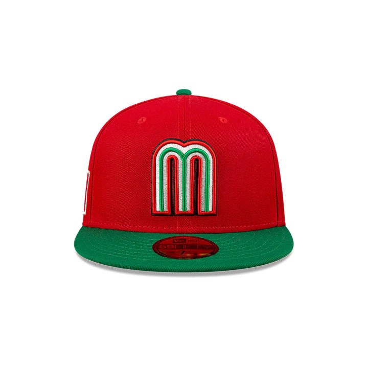 Mexico New Era World Baseball Classic WBC 59FIFTY 5950 Fitted Cap Hat Red Crown Green Visor White/Green/Red/Black Logo Gray UV