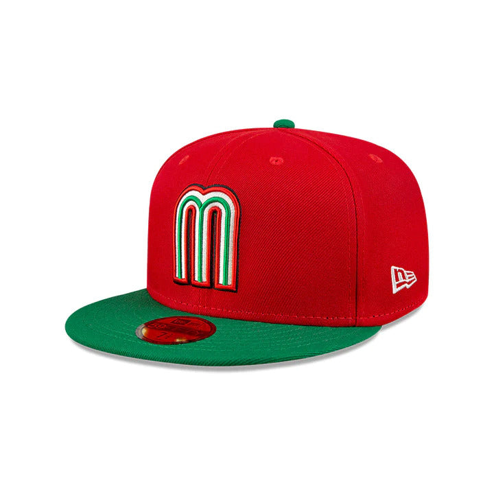 Mexico New Era World Baseball Classic WBC 59FIFTY 5950 Fitted Cap Hat Red Crown Green Visor White/Green/Red/Black Logo Gray UV