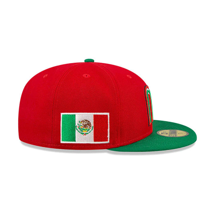Mexico New Era World Baseball Classic WBC 59FIFTY 5950 Fitted Cap Hat Red Crown Green Visor White/Green/Red/Black Logo Gray UV