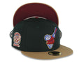 San Diego Padres New Era MLB 59FIFTY 5950 Fitted Cap Hat Dark Green Crown Kahki Visor Cardinal/Metallic Blue Swinging Friar 25th Anniversary SidePatch