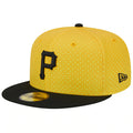 Pittsburgh Pirates New Era MLB 59FIFTY 5950 Fitted Cap Hat Yellow Crown Black Visor Black Logo (2023 City Connect)