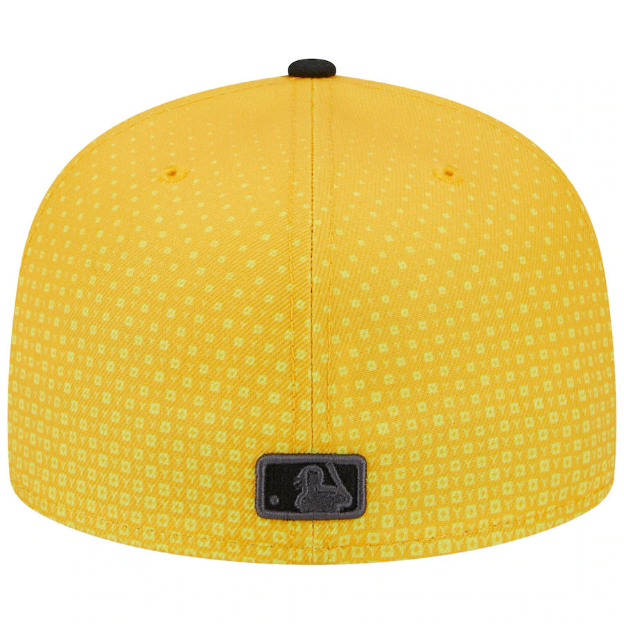 Pittsburgh Pirates New Era MLB 59FIFTY 5950 Fitted Cap Hat Yellow Crown Black Visor Black Logo (2023 City Connect)