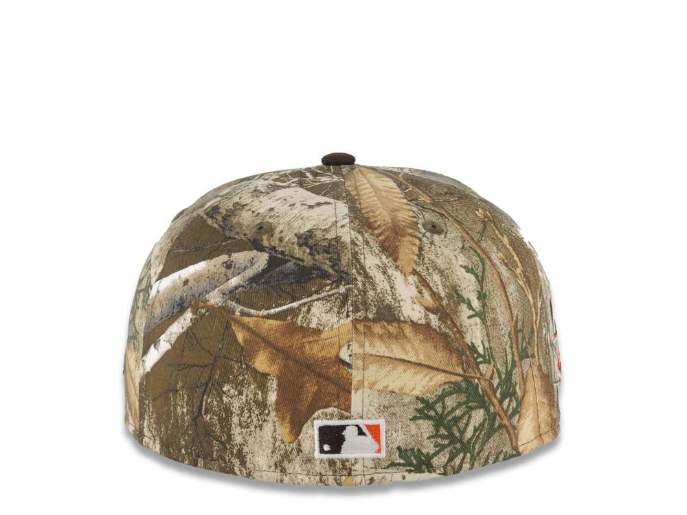 San Diego Padres New Era MLB 59FIFTY 5950 Fitted Cap Hat Real Tree Edge Camo Crown Dark Brown Visor White Logo Jackie Robinson 50th Anniversary Side
