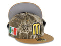Mexico New Era WBC World Baseball Classic 59FIFTY 5950 Fitted Cap Hat Real Tree Edge Crown Light Brown Visor Yellow/Black Logo Mexico Flag Side Patch Gray UV