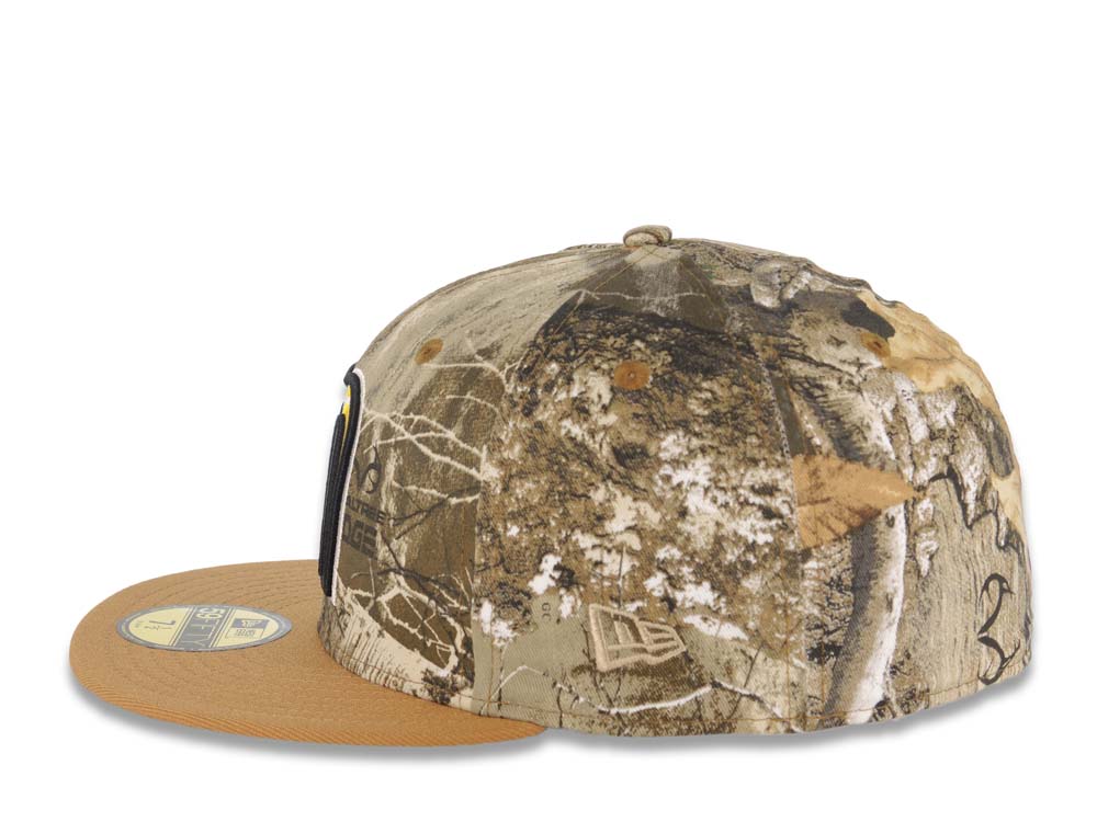 Mexico New Era WBC World Baseball Classic 59FIFTY 5950 Fitted Cap Hat Real Tree Edge Crown Light Brown Visor Yellow/Black Logo Mexico Flag Side Patch Gray UV